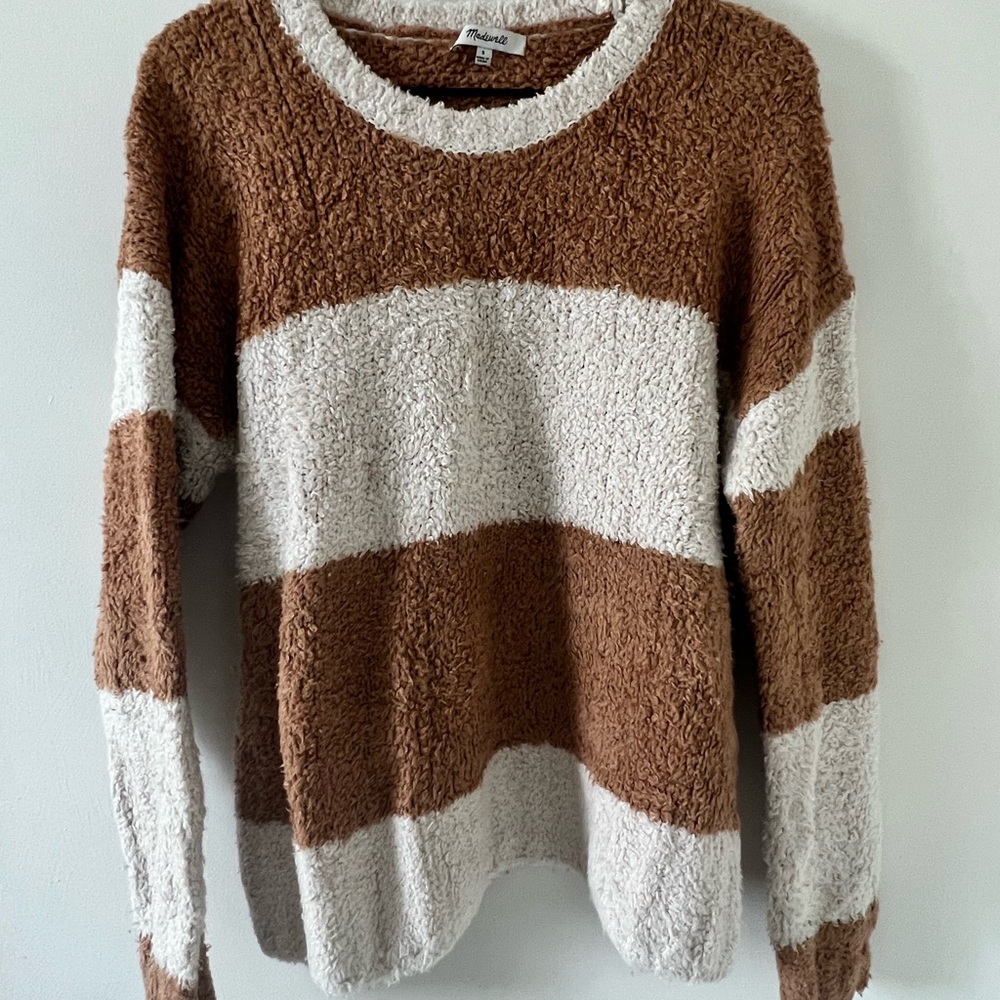 Teddy Brown & beige Striped Pullover Sweater